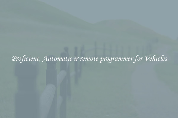 Proficient, Automatic ir remote programmer for Vehicles